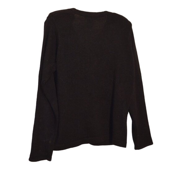 Victoria Jones (R) Knit Embroidery Christmasy Snow Flakes Beads Black Jacket S - Picture 5 of 7